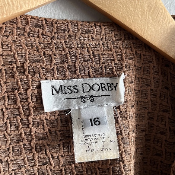 Vintage Miss Dorby Textured Peplum Blazer Brown 90s L XL - Picture 2 of 8